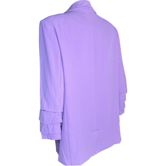 nicole by Nicole Miller Stretch Crepe Blazer with Ruched Sleeves Liliac Small - Picture 2 of 13